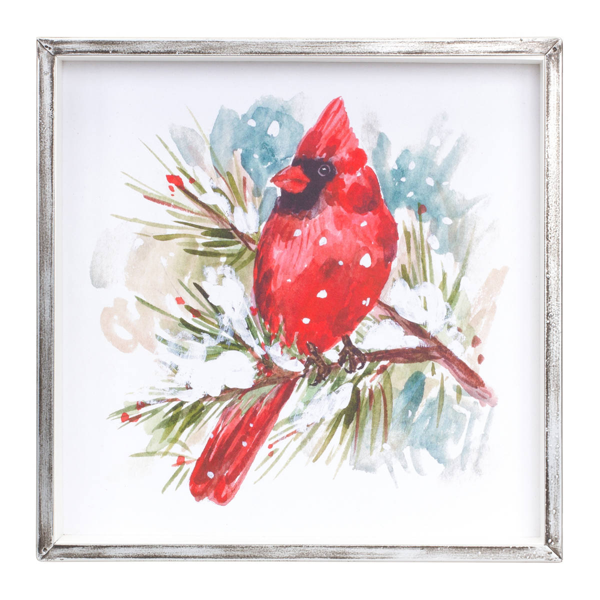 Winter Cardinal and Pine Branch Framed Print (Set of 2) -Ship Only