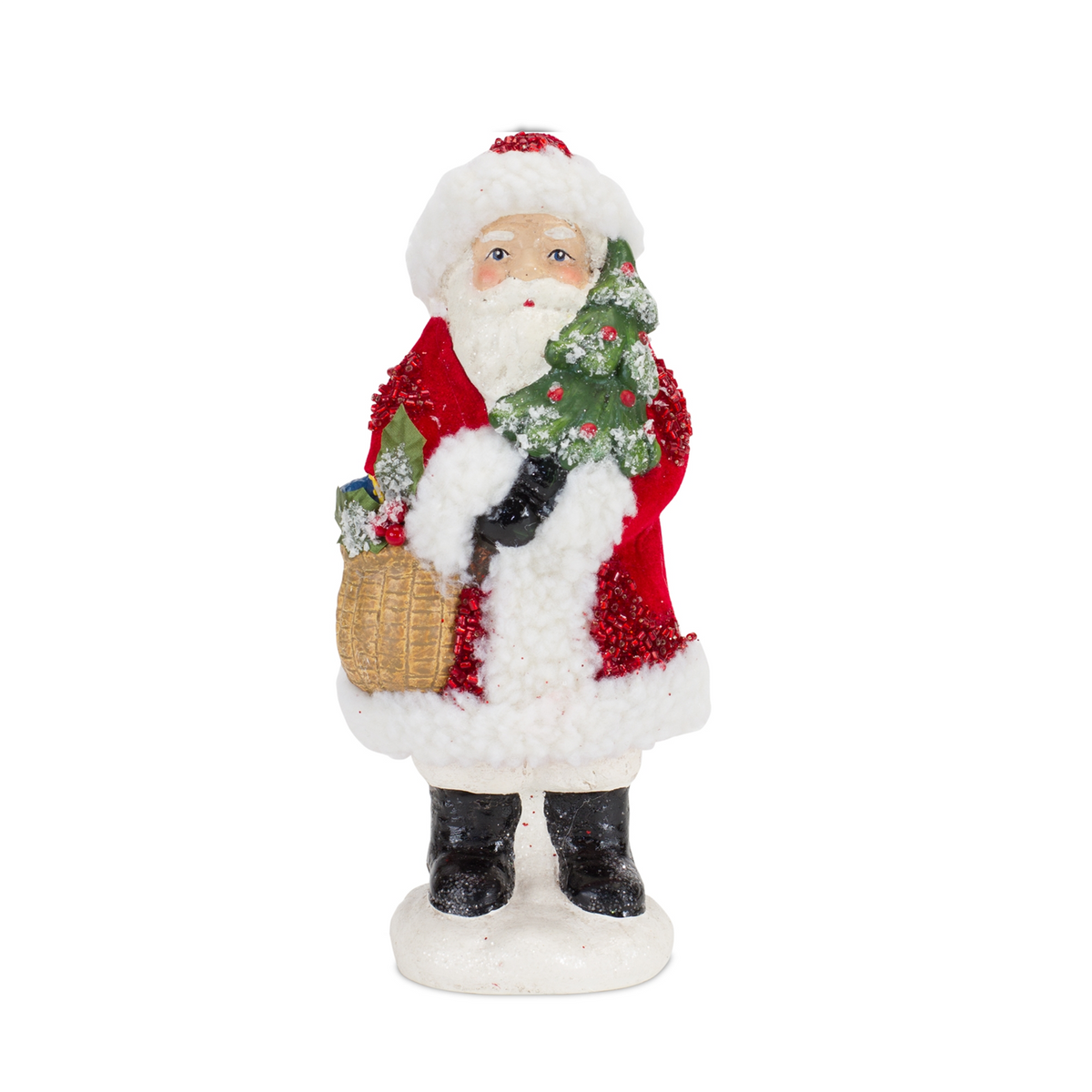 Santa Figurine with Pine Tree and Present Accents (Set of 3) -Ship Only