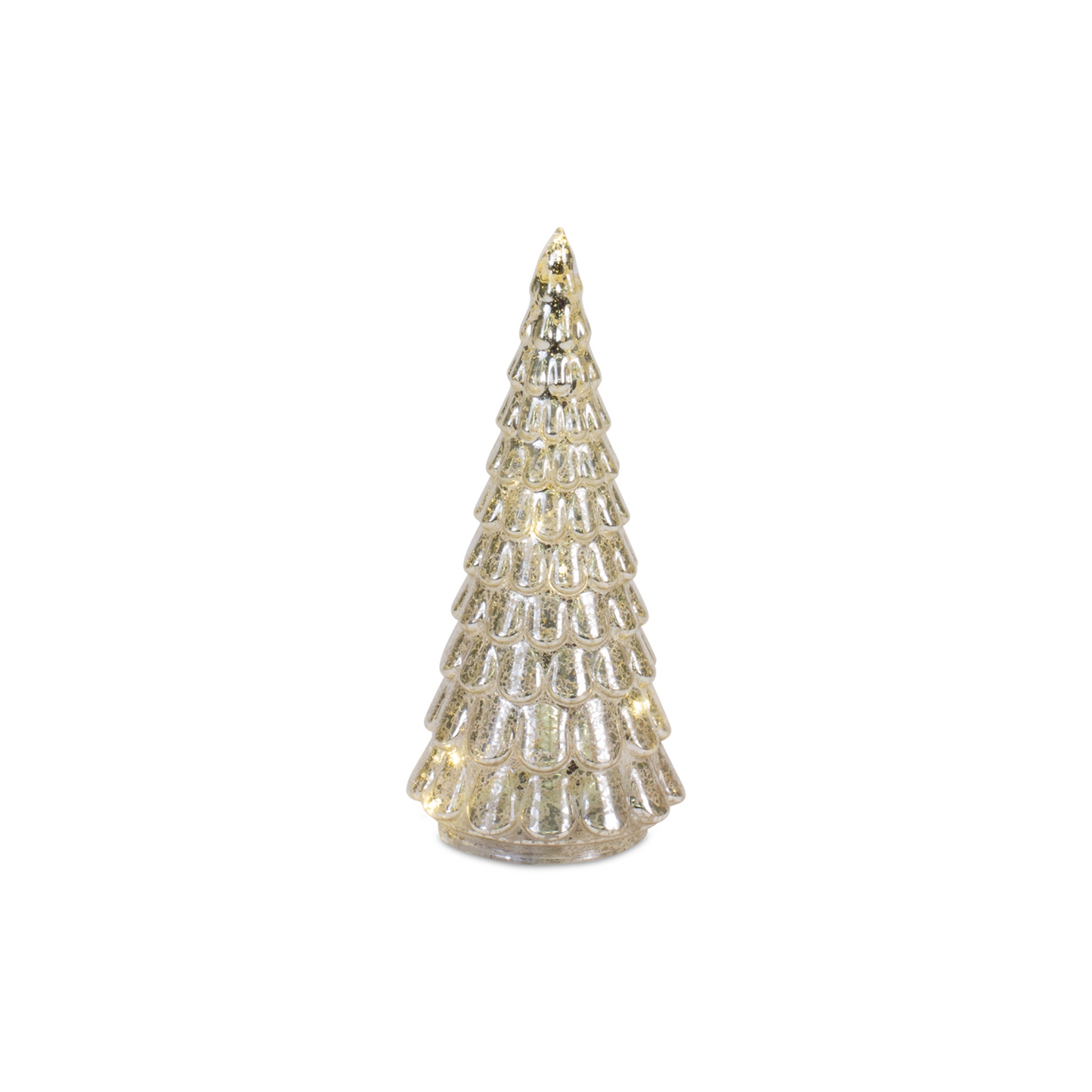 LED Lighted Mercury Glass Holiday Tree Decor (Set of 4) -Ship Only