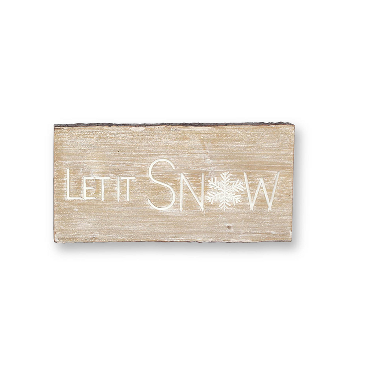 Wood Ski and Snow Sentiment Block with White Washed Design (Set of 2) -Ship Only