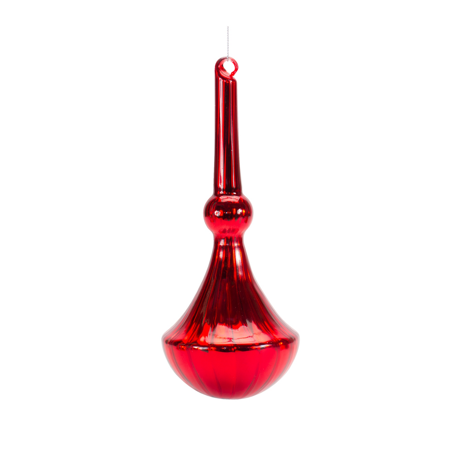 Modern Red Finial Drop Ornament (Set of 6) -Ship Only