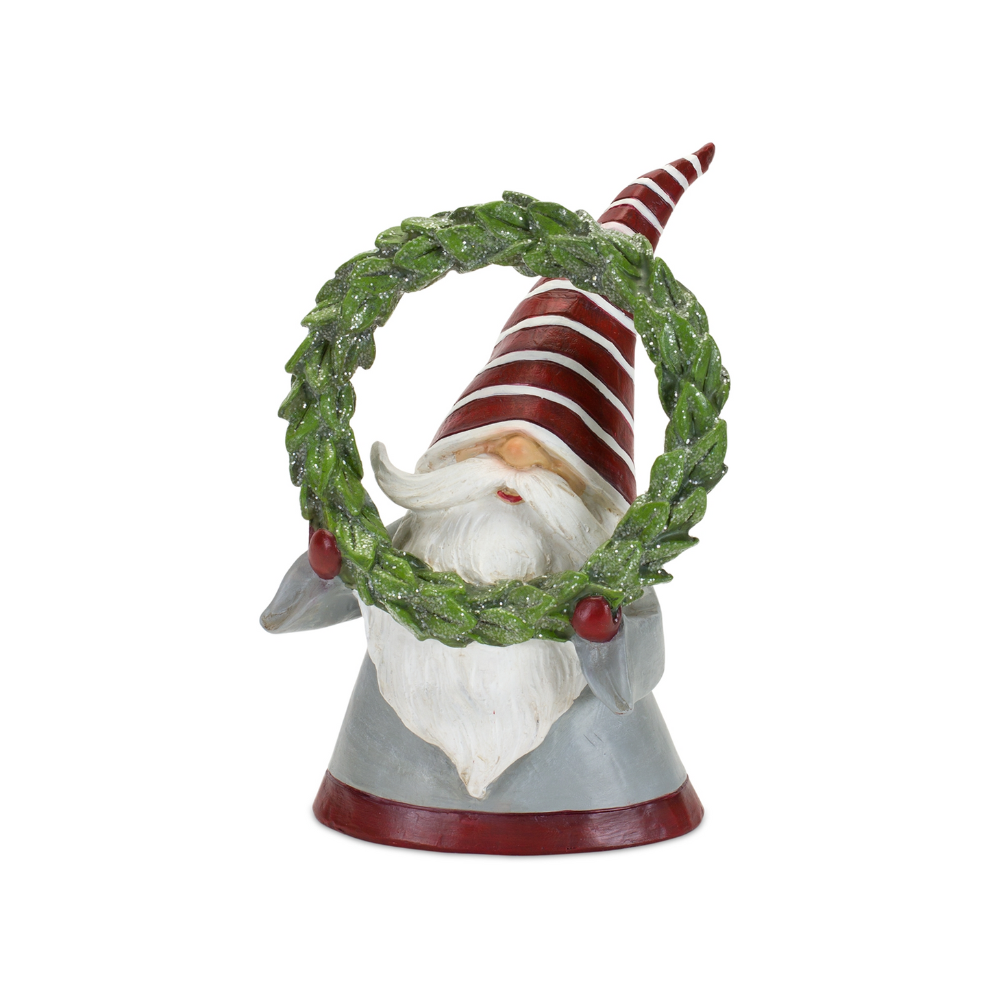 Holiday Gnome Figurine with Pine Tree and Wreath Accent (Set of 2) -Ship Only