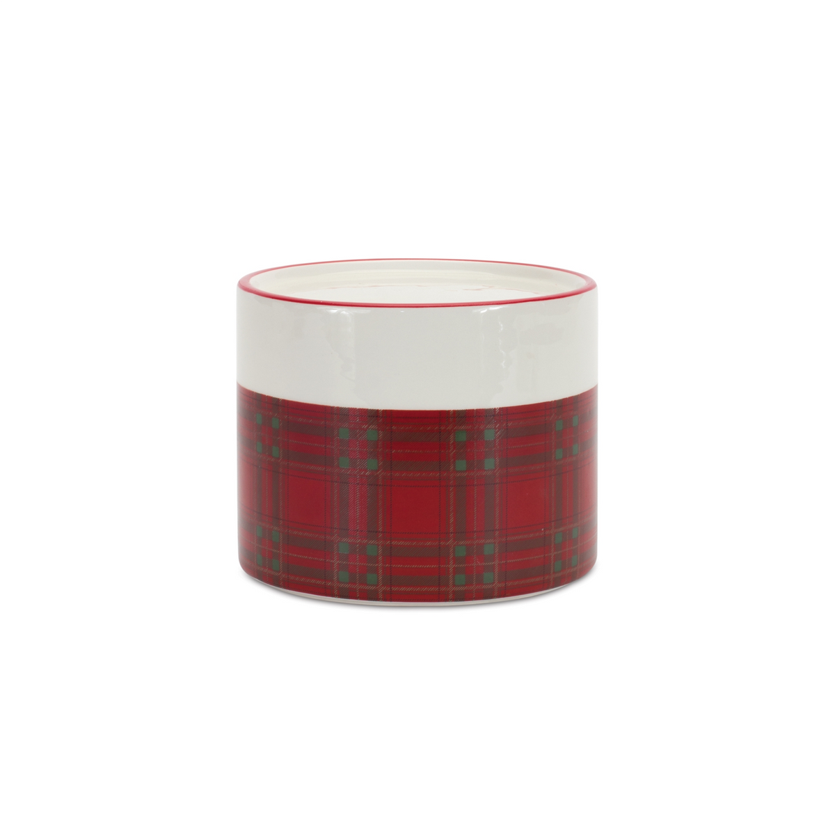 Winter Plaid Ceramic Candle Holder (Set of 2) -Ship Only