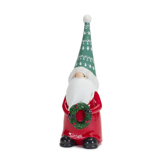 Holiday Gnome Figurine with Present and Wreath Accent (Set of 2) -Ship Only