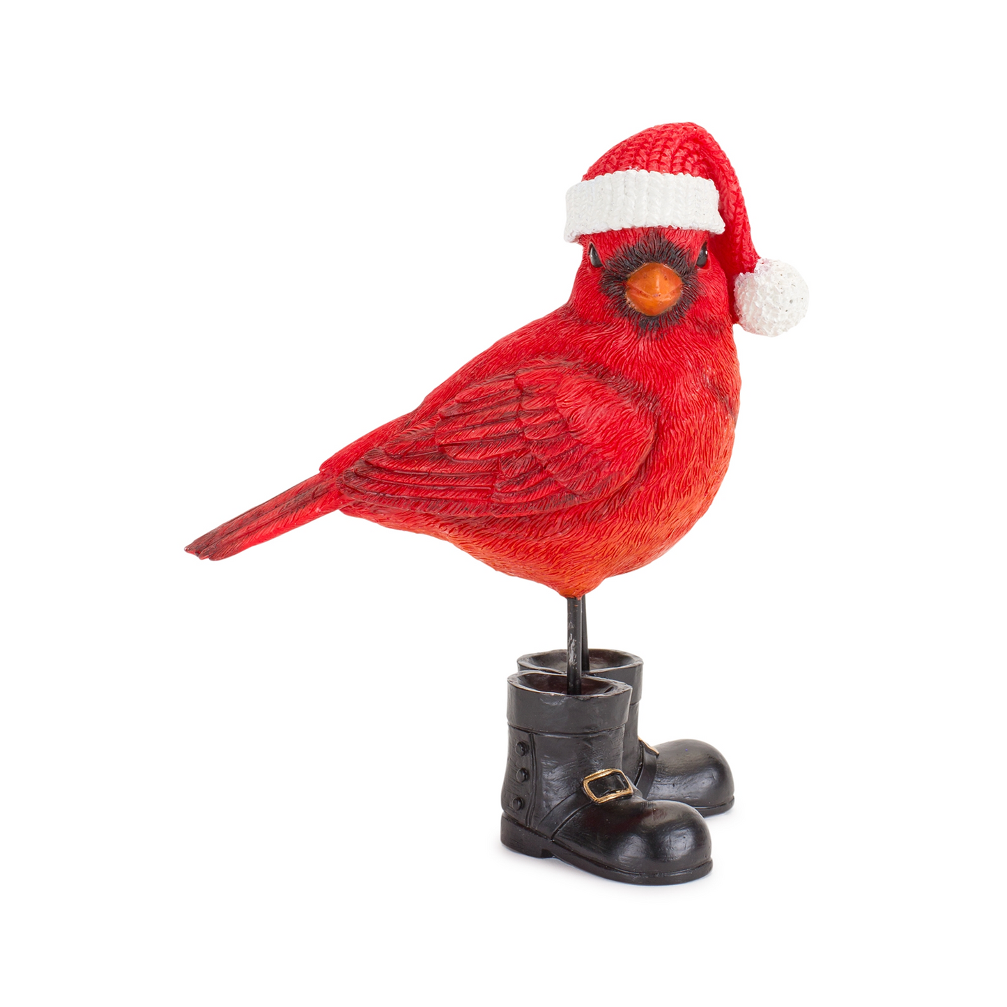 Winter Cardinal Bird Figurine with Santa Boots and Hat (Set of 3) -Ship Only