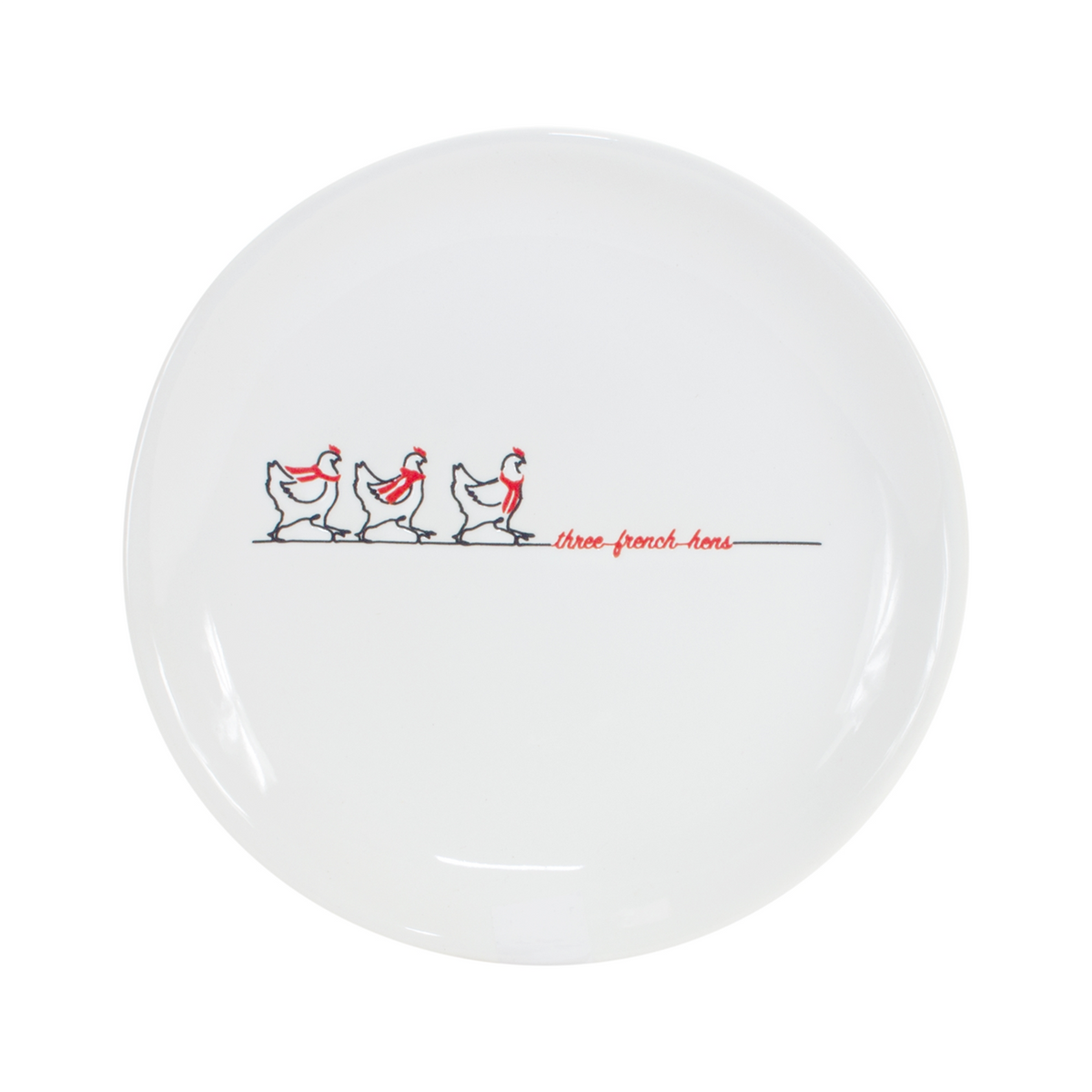 Stoneware Three French Hens Holiday Plate (Set of 4) -Ship Only