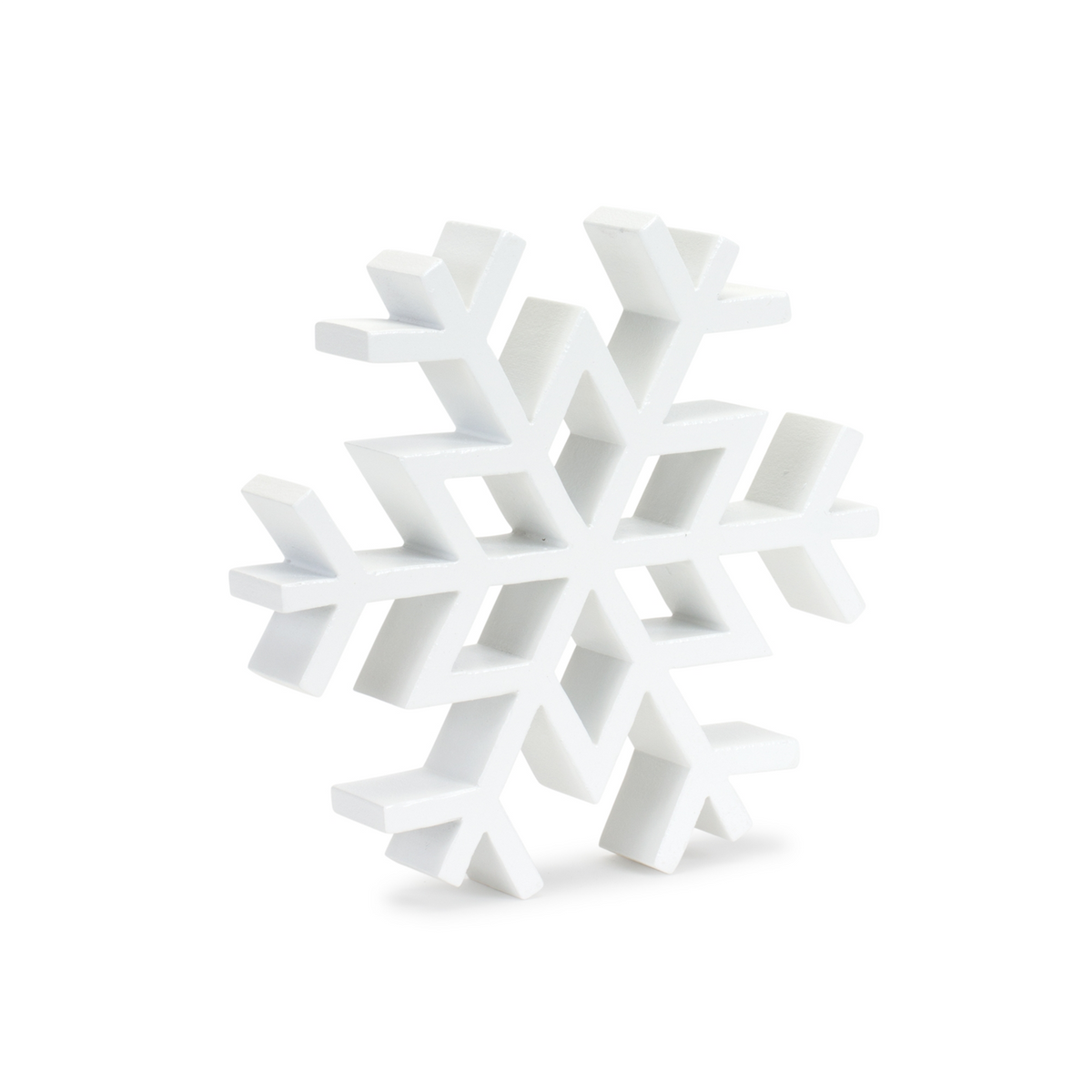 Traditional White Wood Cut Out Snowflake Decor (Set of 12) -Ship Only