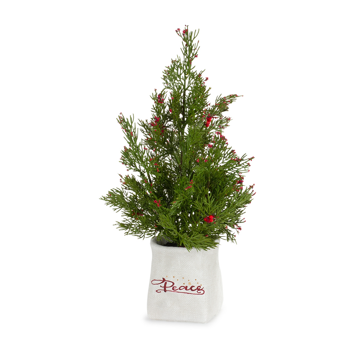 Mini Pine Tree with Berries in Ceramic Pot (Set of 2) -Ship Only