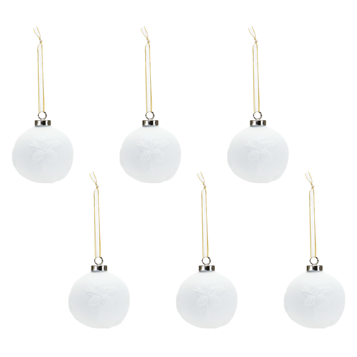 Porcelain Pine Cone Ball Ornament (Set of 6) -Ship Only