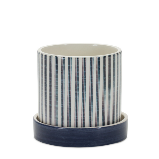 Geometric Pattern Planter with Plate (Set of 2) -Ship Only