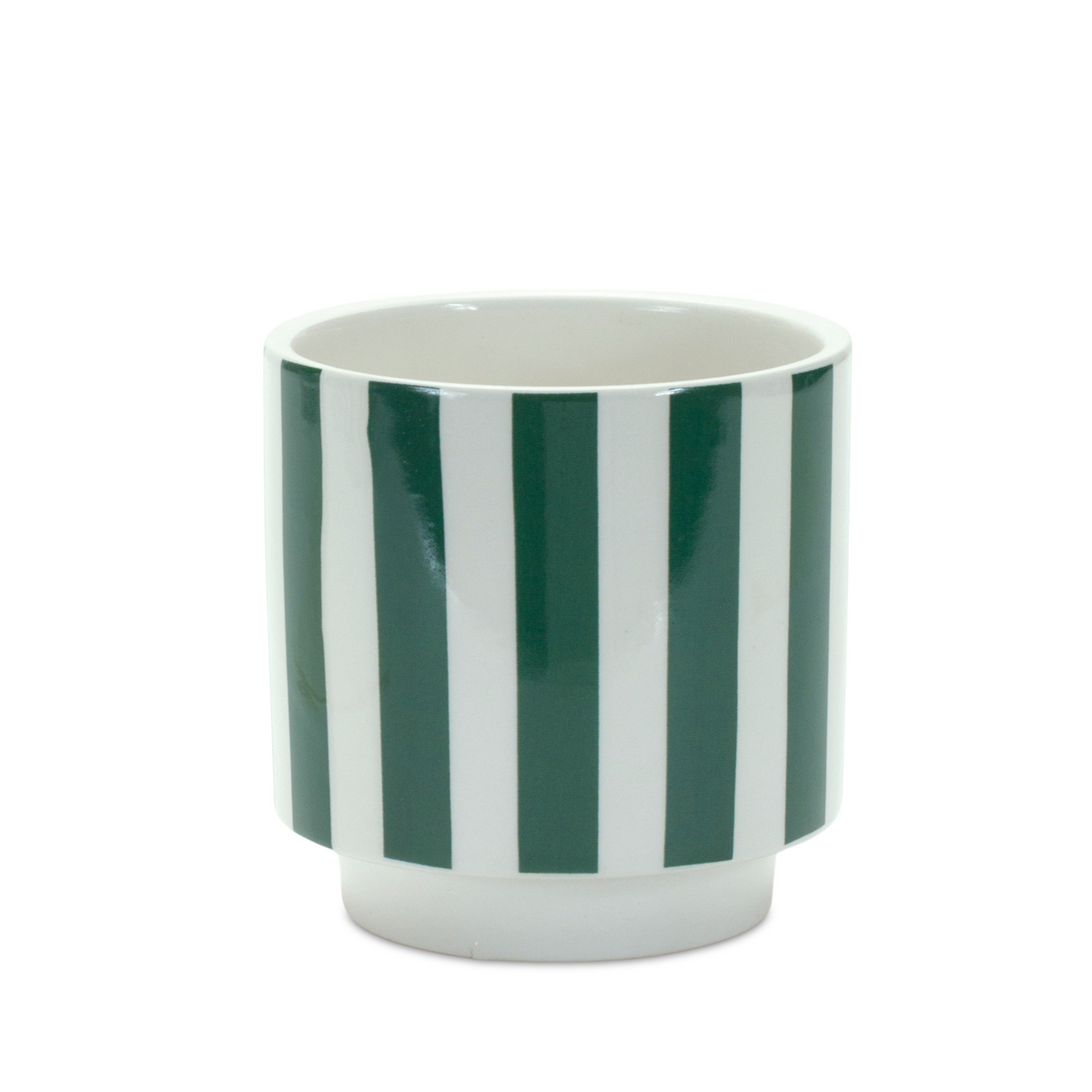 Green and White Striped Planter (Set of 2) -Ship Only
