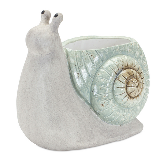 Whimsical Terra Cotta Garden Snail Planter (Set of 2) -Ship Only