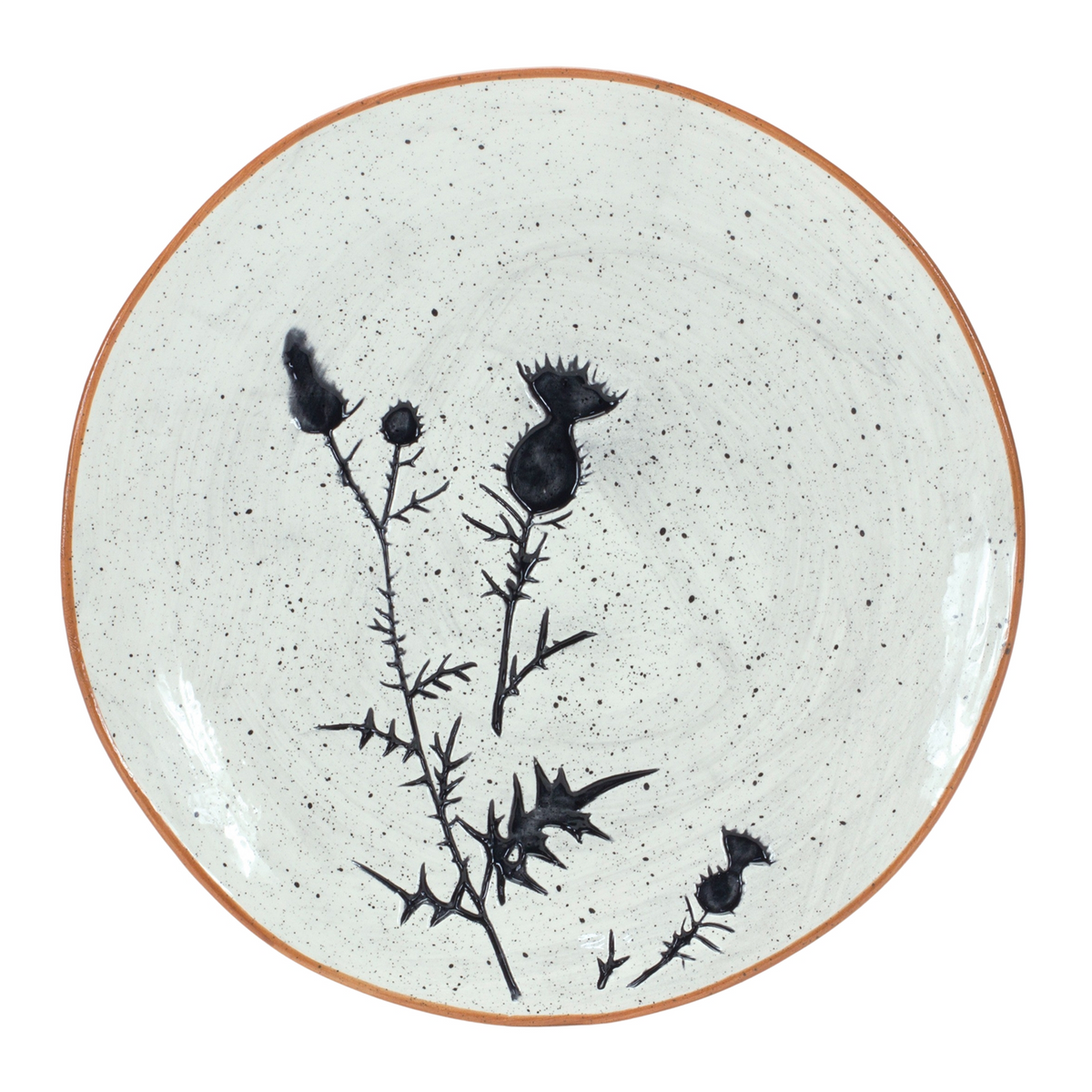 Rustic Thistle Etched Plate with Speckled Finish (Set of 4) -Ship Only