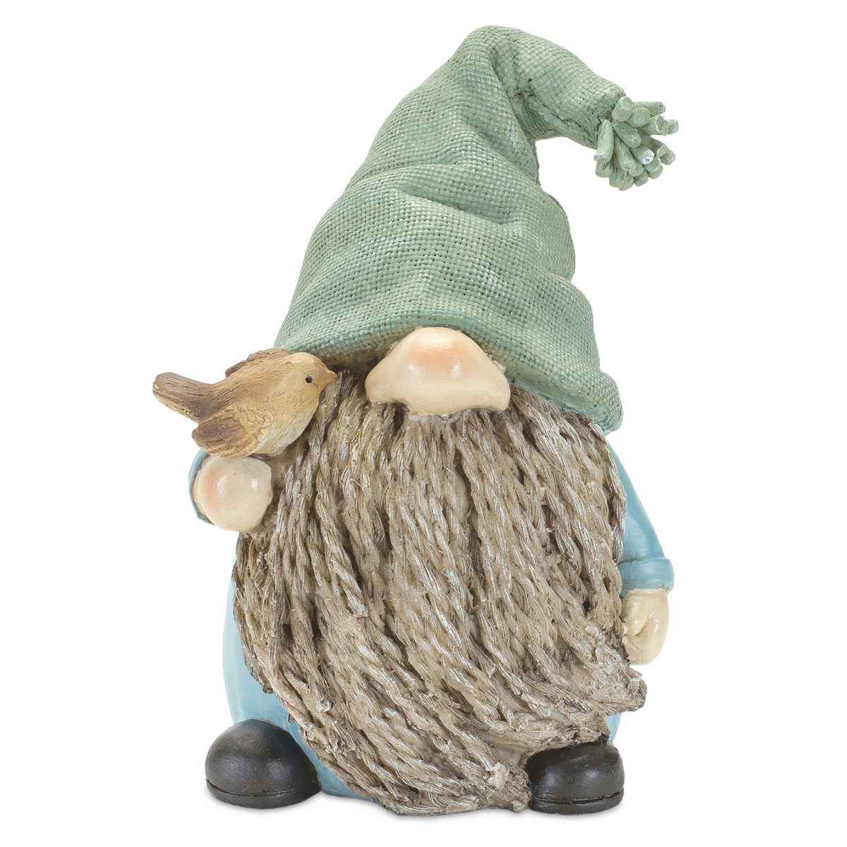 Stone Garden Gnome Figurine with Bird and Lantern Accent (Set of 4) -Ship Only