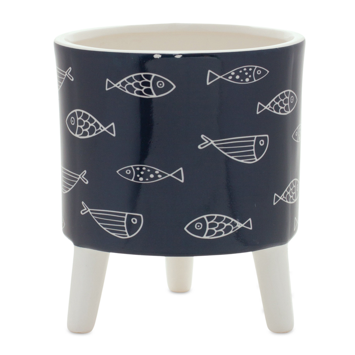 Coastal Fish Pattern Planter with Legs (Set of 12) -Ship Only