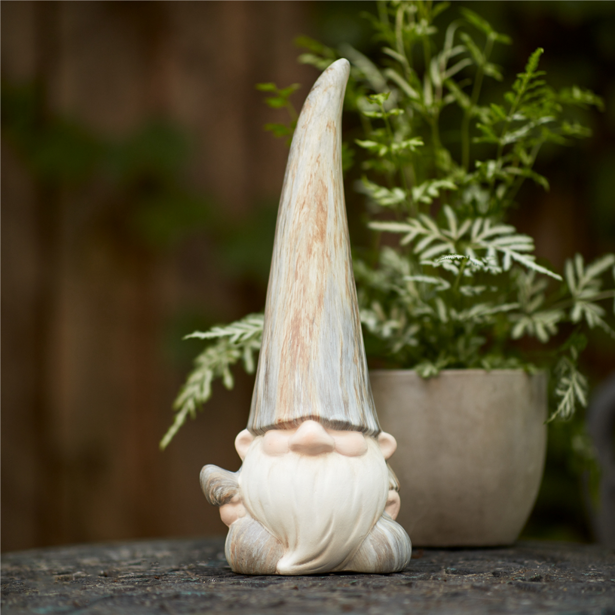Modern Terra Cotta Gnome Figurine with Marble Finish (Set of 2) -Ship Only