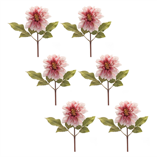 Blush Pink Dahlia Flower Stem (Set of 6) -Ship Only