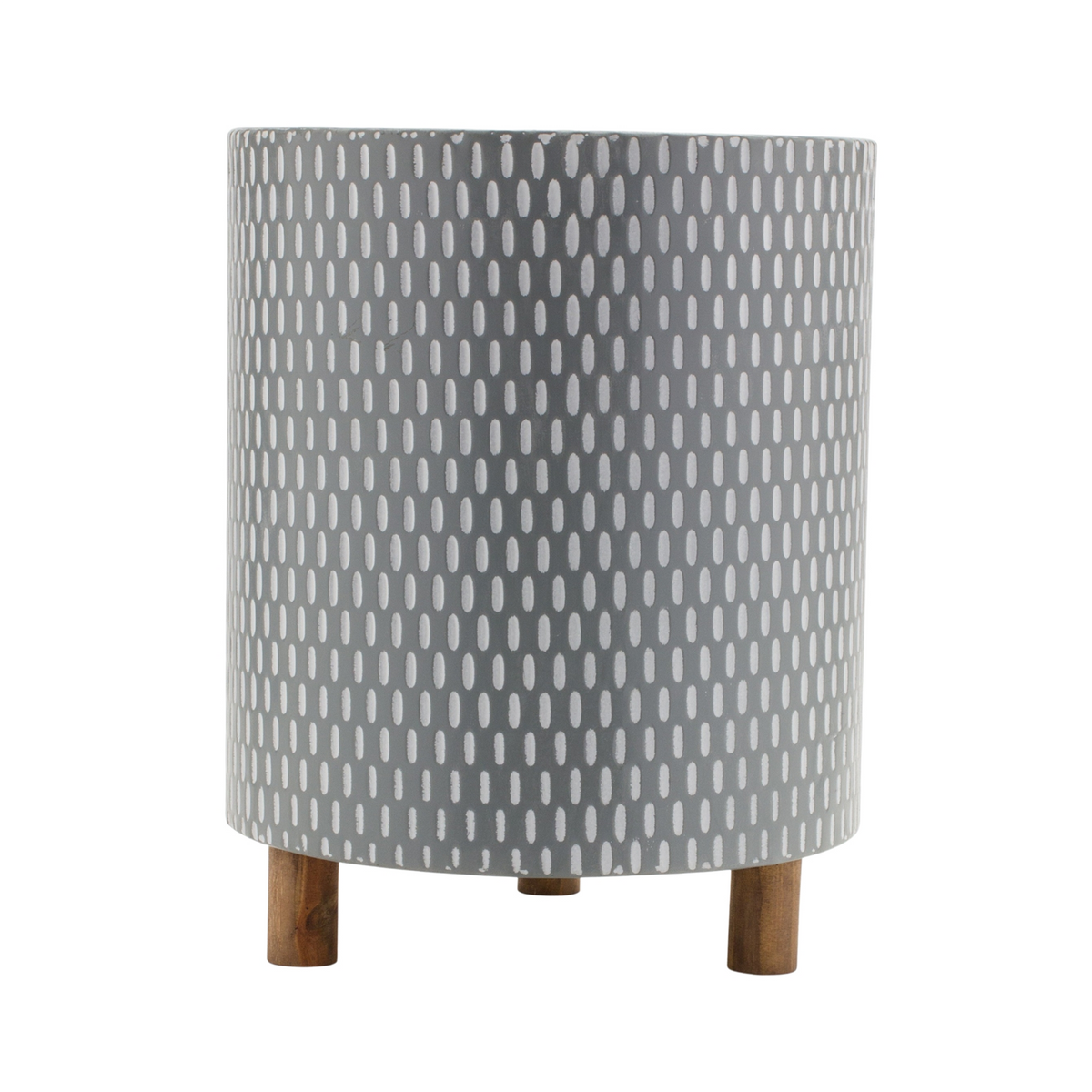 Iron Metal Planter with Geometric Design and Wood Legs (Set of 3) -Ship Only