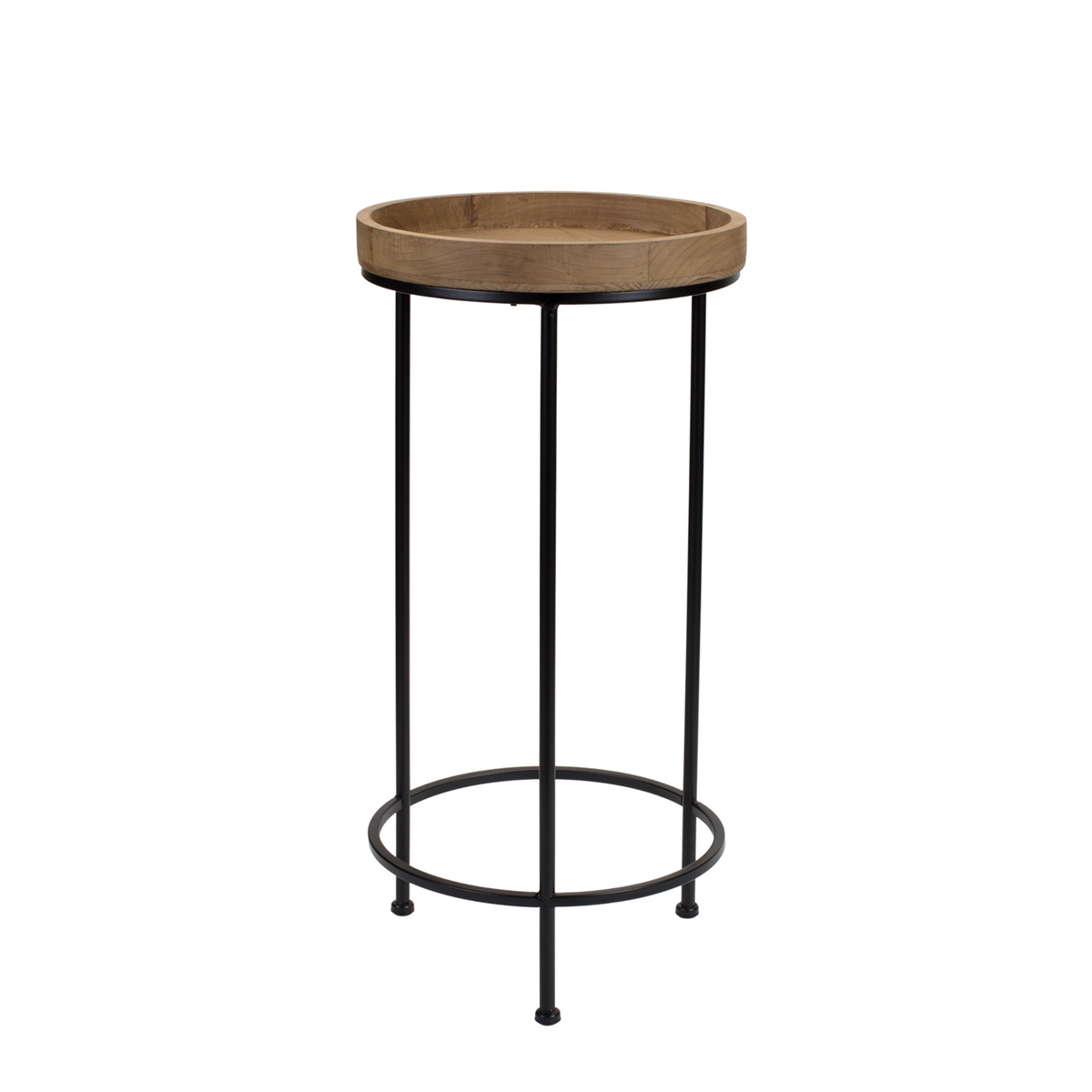 Round Wood and Metal Plant Stand Table (Set of 3) -Ship Only