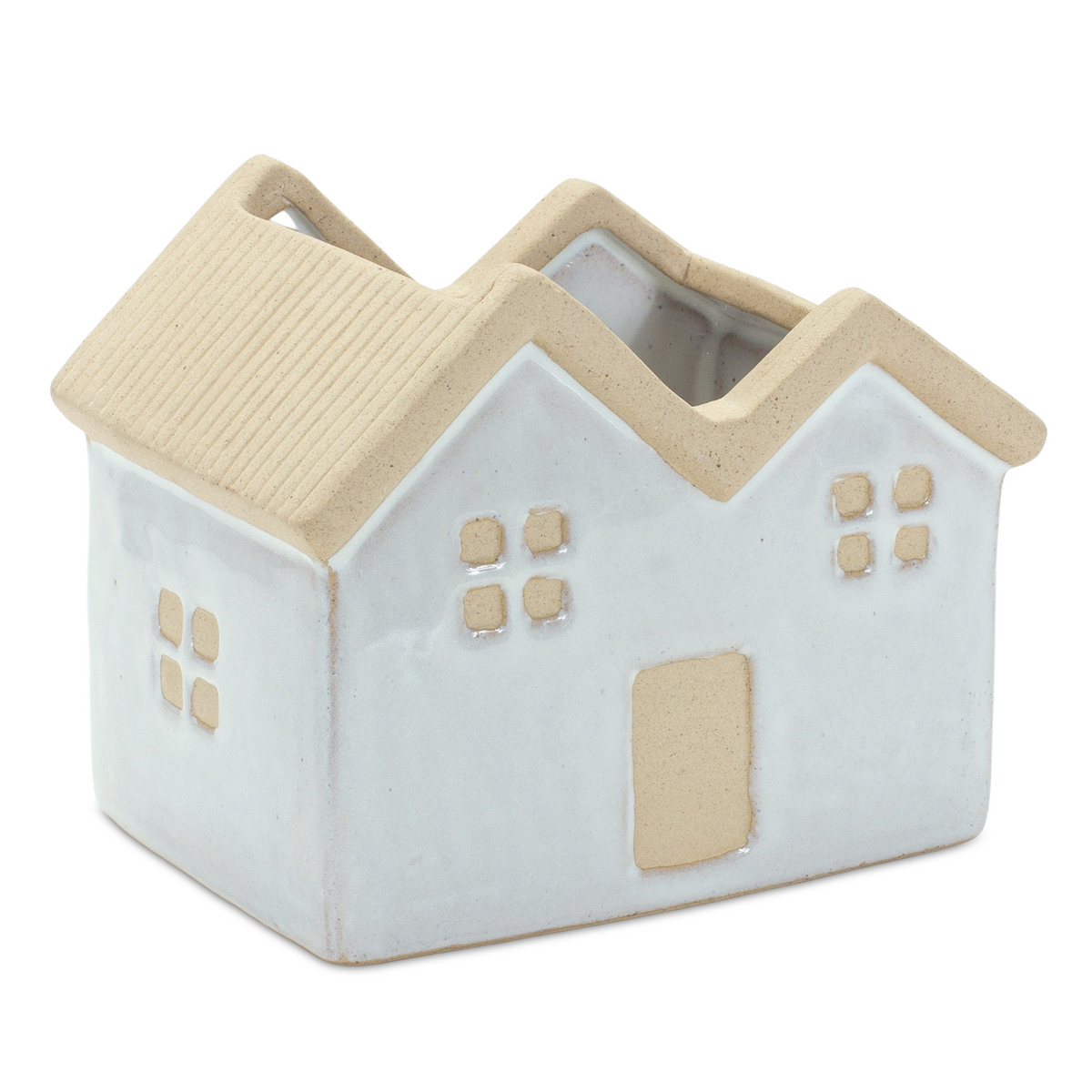 Neutral Porcelain House Planter (Set of 3) -Ship Only