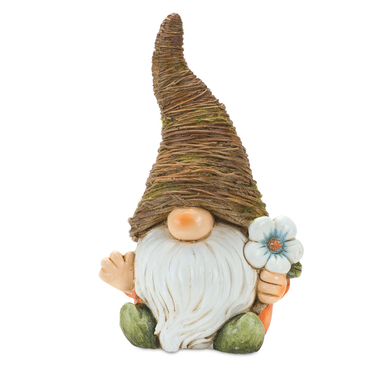 Distressed Garden Gnome Statue with Mushroom and Flower Accent (Set of 2) -Ship Only