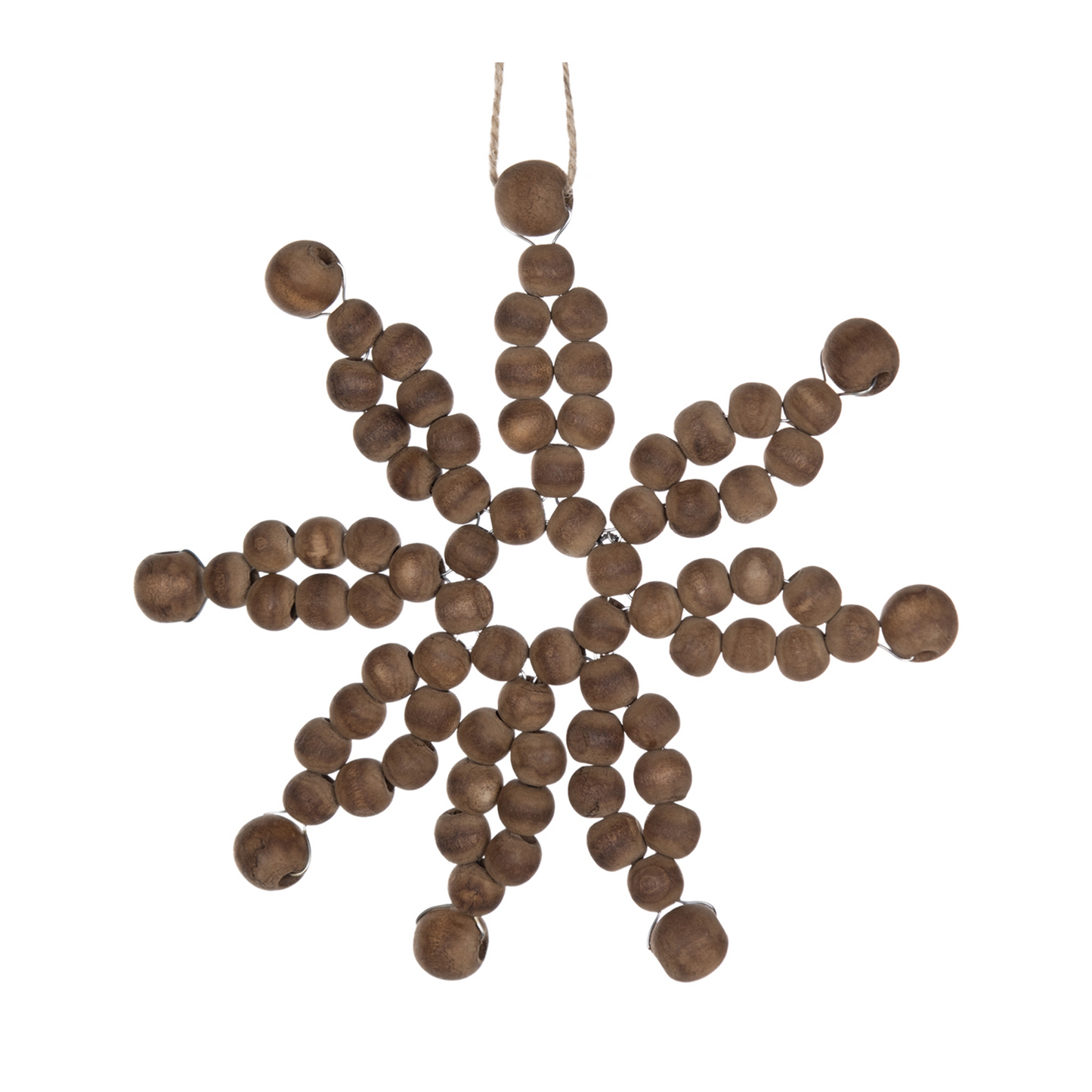 Wood Bead Snowflake Ornament (Set of 12) -Ship Only