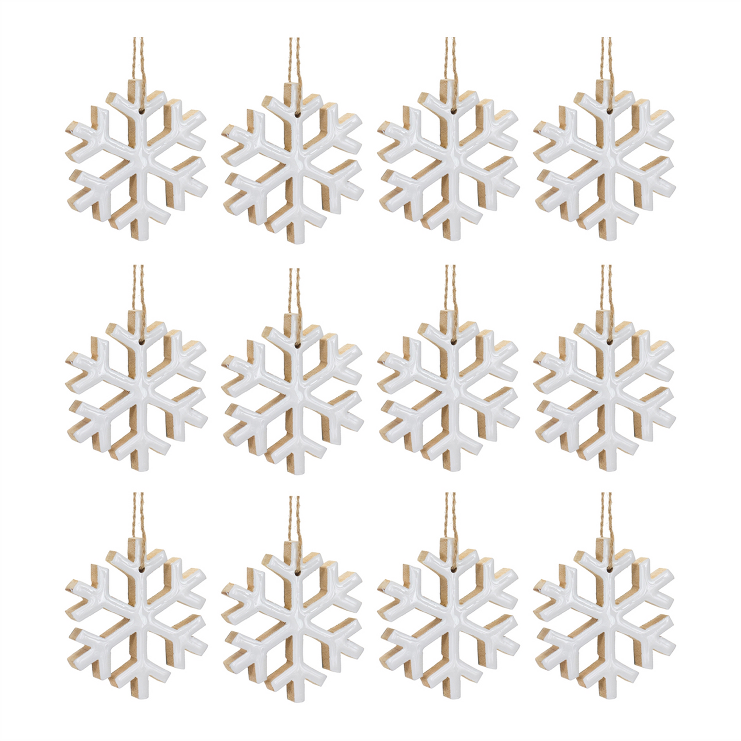Wood Snowflake Ornament (Set of 12) -Ship Only