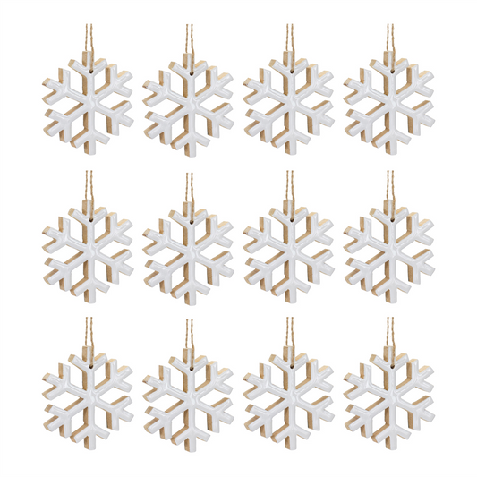 Wood Snowflake Ornament (Set of 12) -Ship Only