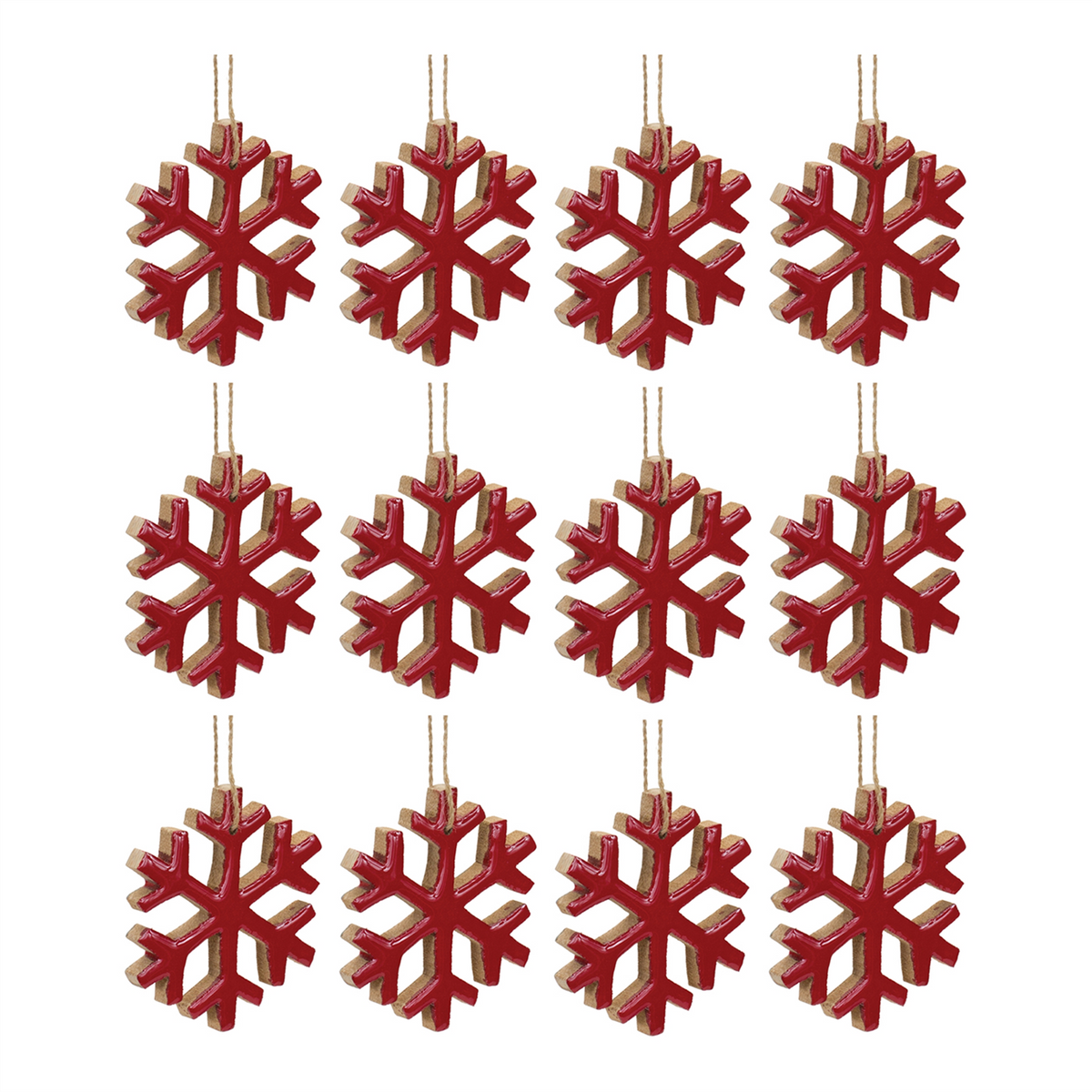 Wood Snowflake Ornament (Set of 12) -Ship Only