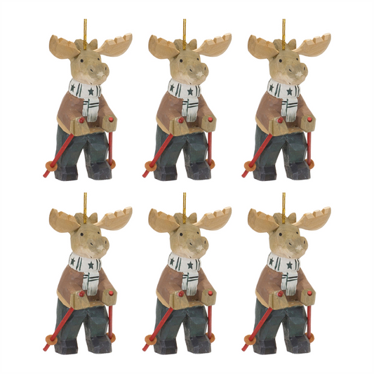 Moose on Skis Ornament (Set of 6) -Ship Only