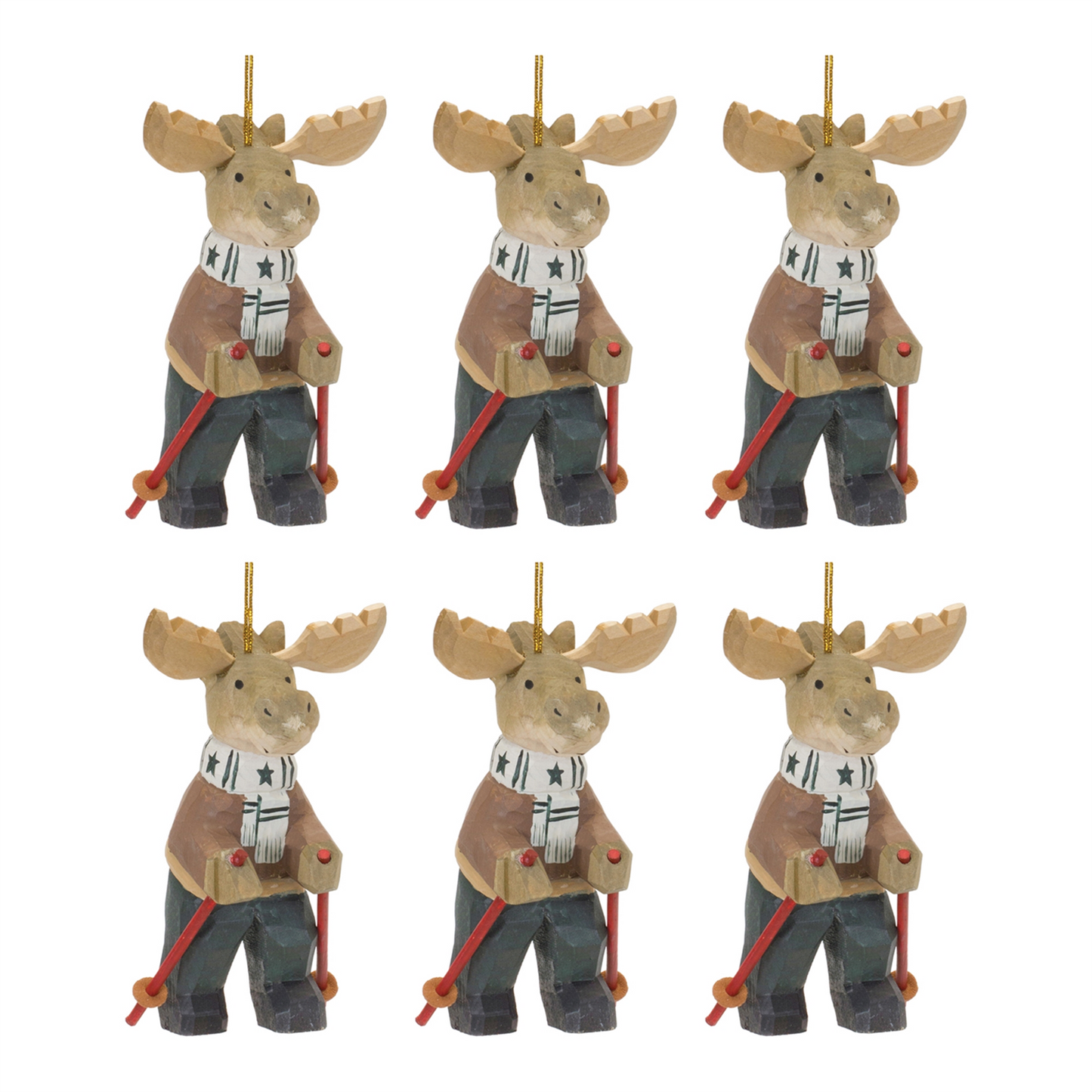 Moose on Skis Ornament (Set of 6) -Ship Only