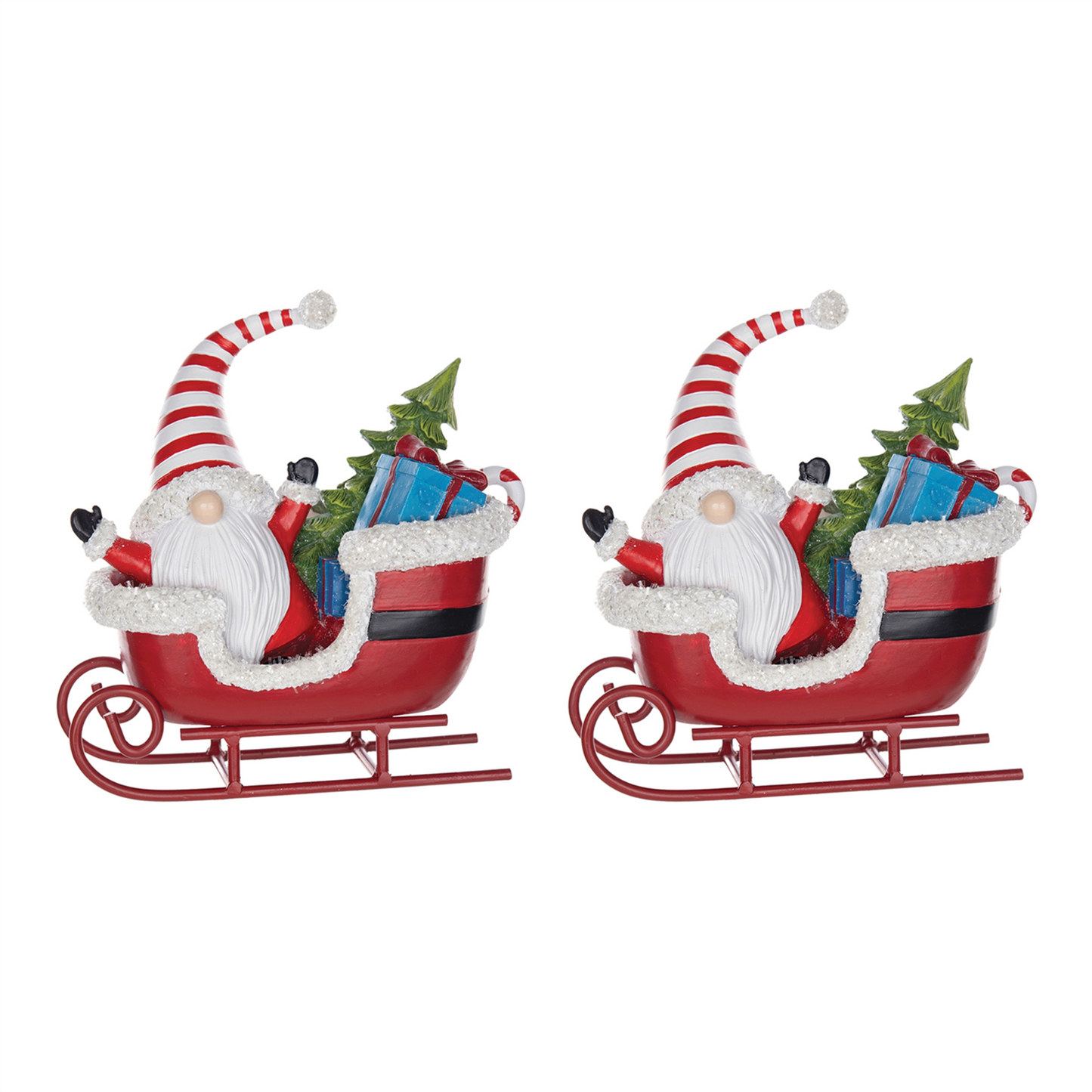 Santa Gnome in Sleigh Figurine (Set of 2) -Ship Only