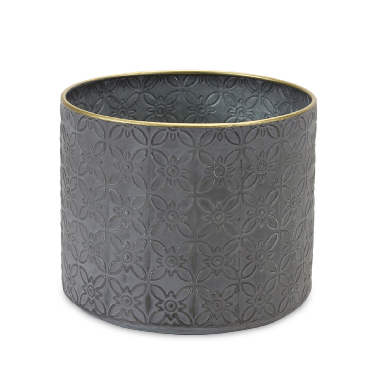Ornate Geometric Metal Planter (Set of 4) -Ship Only