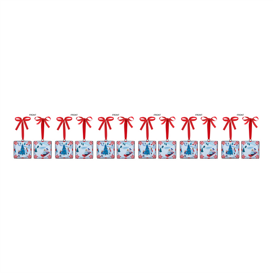 Sledding and Christmas Tree Ornament (Set of 12) -Ship Only