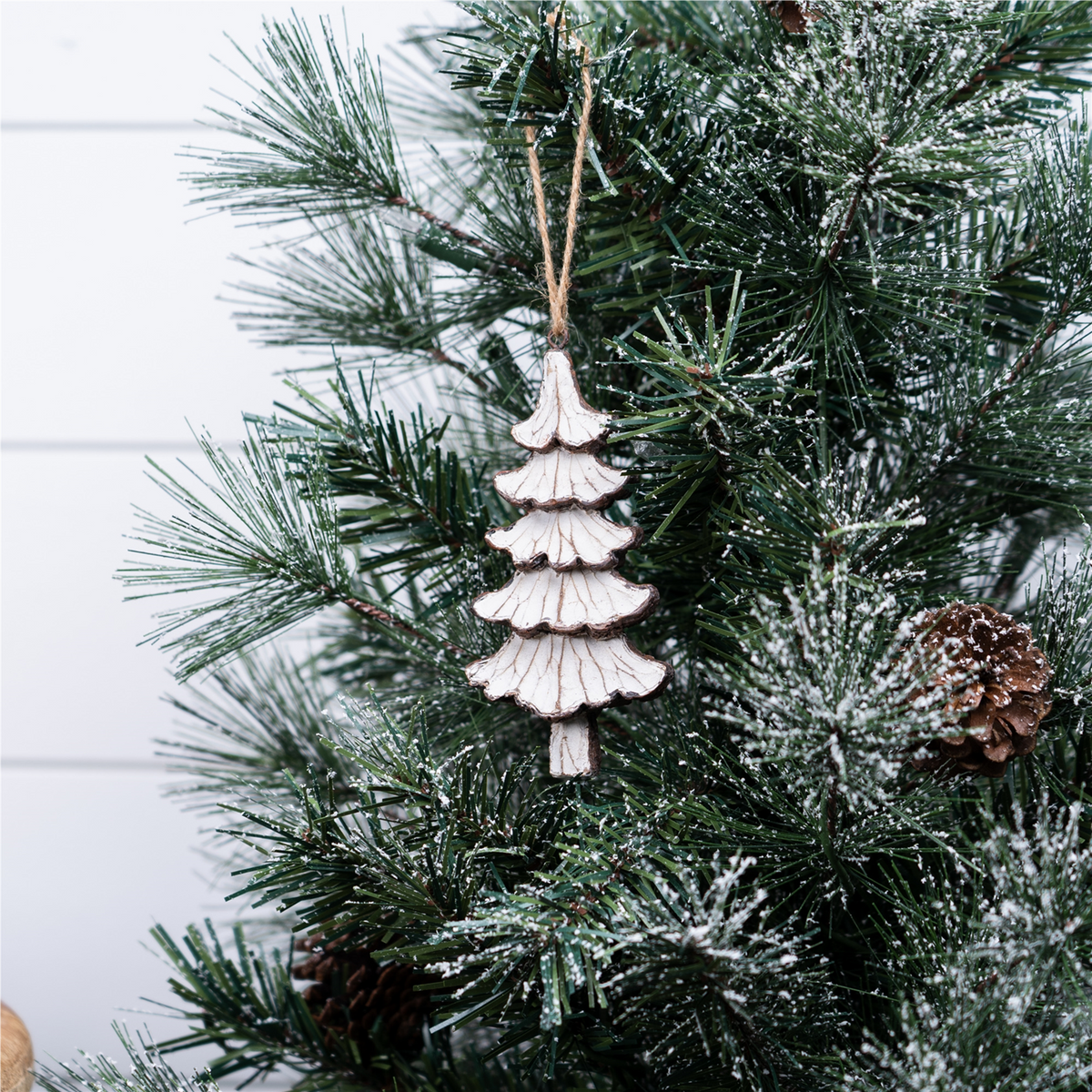 Carved Pine Tree Ornament (Set of 12) -Ship Only