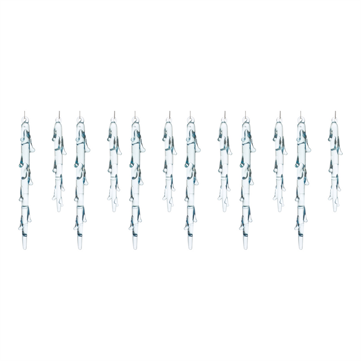 Melted Glass Icicle Drop Ornament (Set of 12) -Ship Only