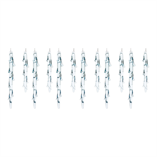 Melted Glass Icicle Drop Ornament (Set of 12) -Ship Only
