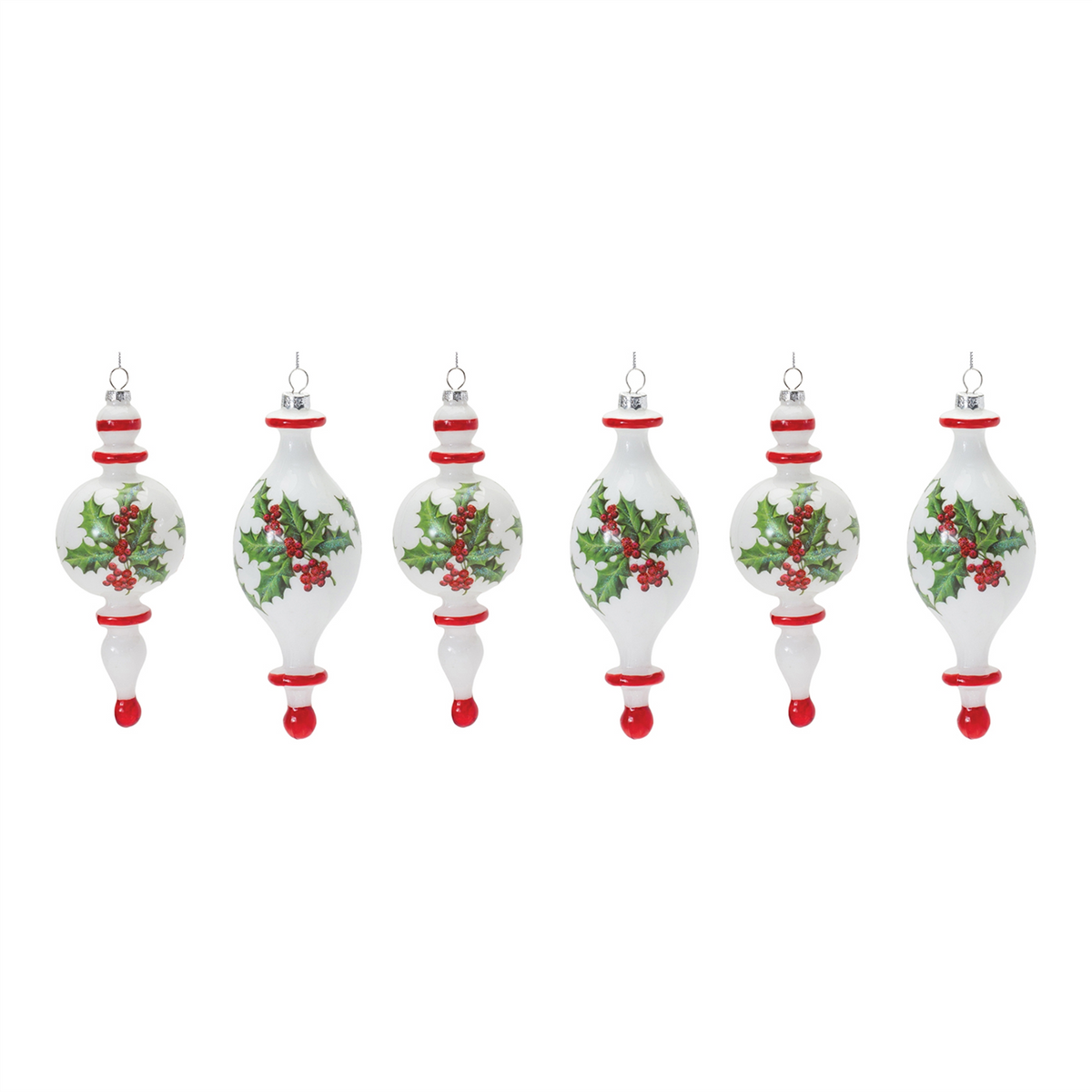 Drop Ornament (Set of 6) 7.75”H Glass -Ship Only
