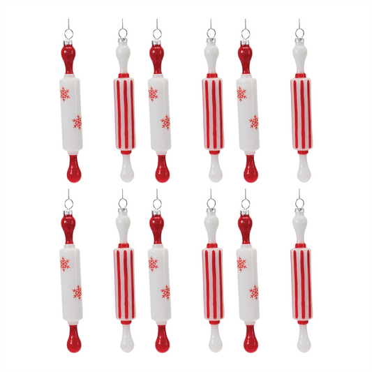 Glass Rolling Pin Ornament (Set of 12) -Ship Only