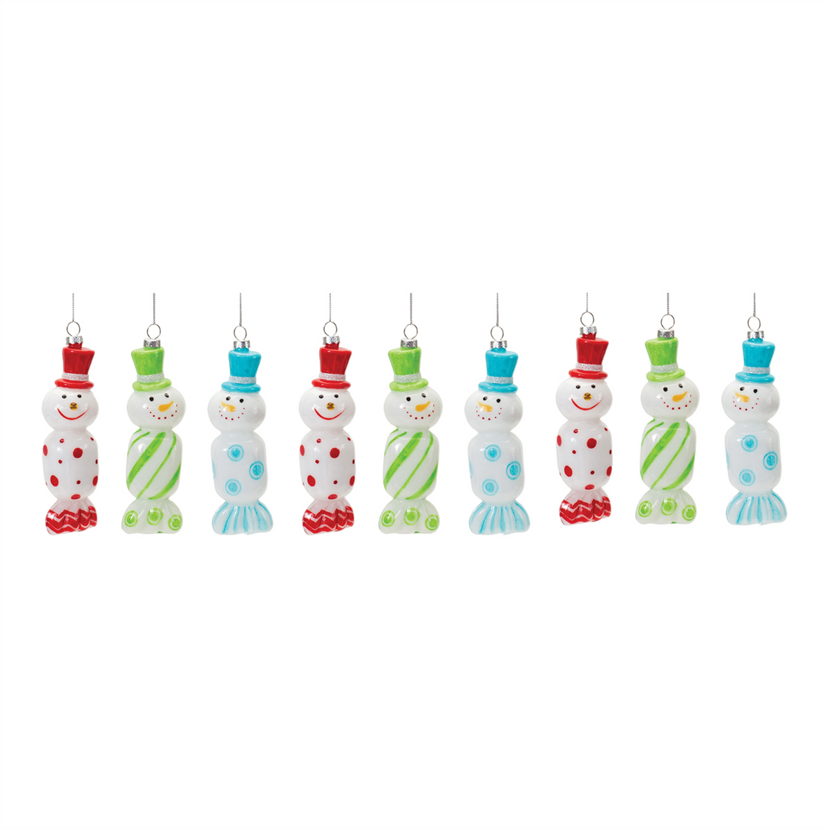 Glass Snowman Candy Ornament (Set of 12) -Ship Only