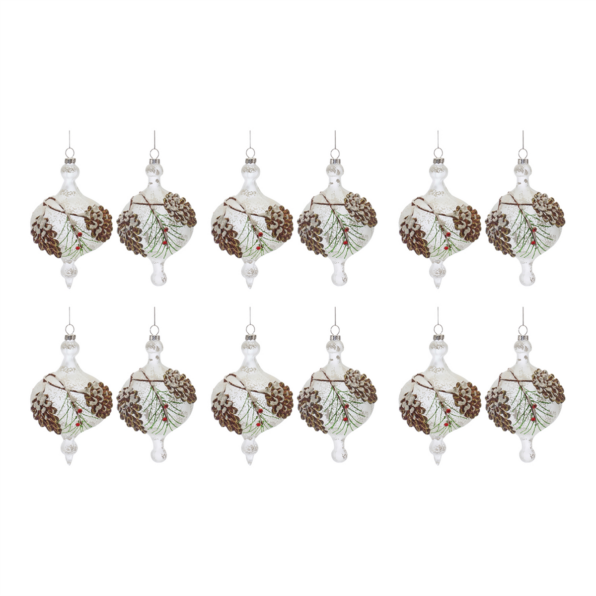 Ornament (Set of 12) 6”H Glass -Ship Only