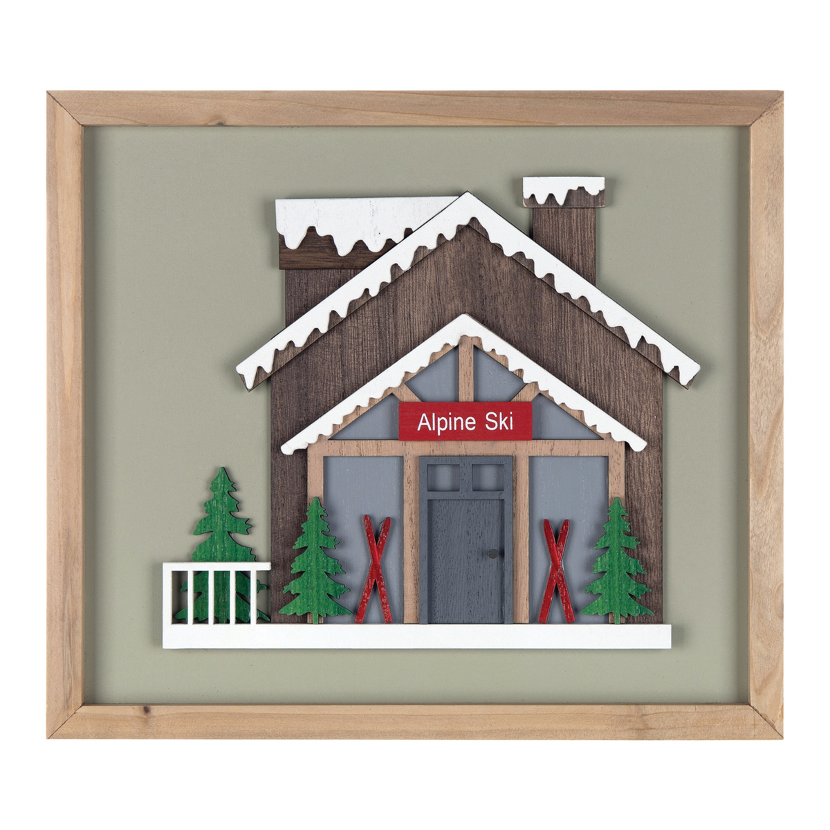 Framed Ski Lodge Wall Art (Set of 4) -Ship Only
