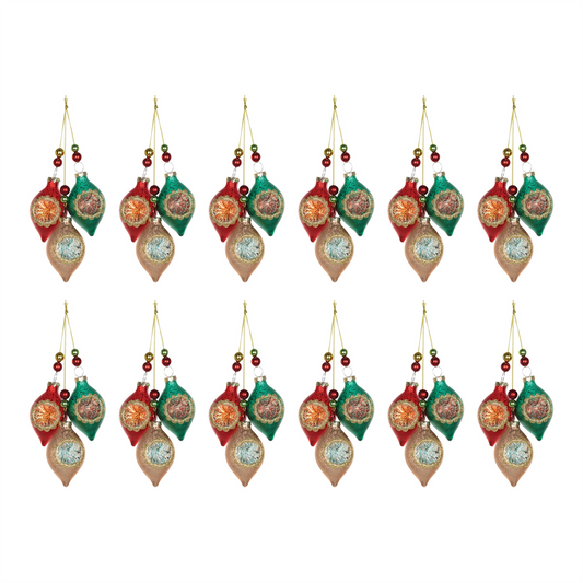 Glass Reflector Ornament Drop (Set of 12) -Ship Only