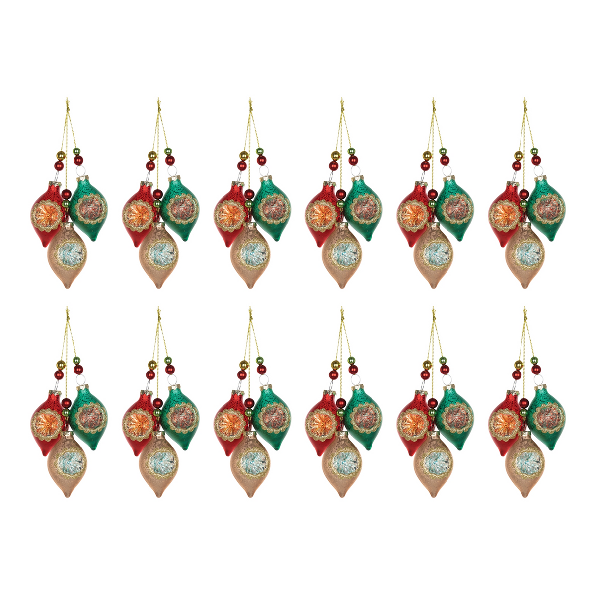 Glass Reflector Ornament Drop (Set of 12) -Ship Only