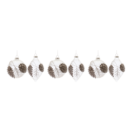Ornament (Set of 6) 4.75"H, 5.75"H Glass -Ship Only