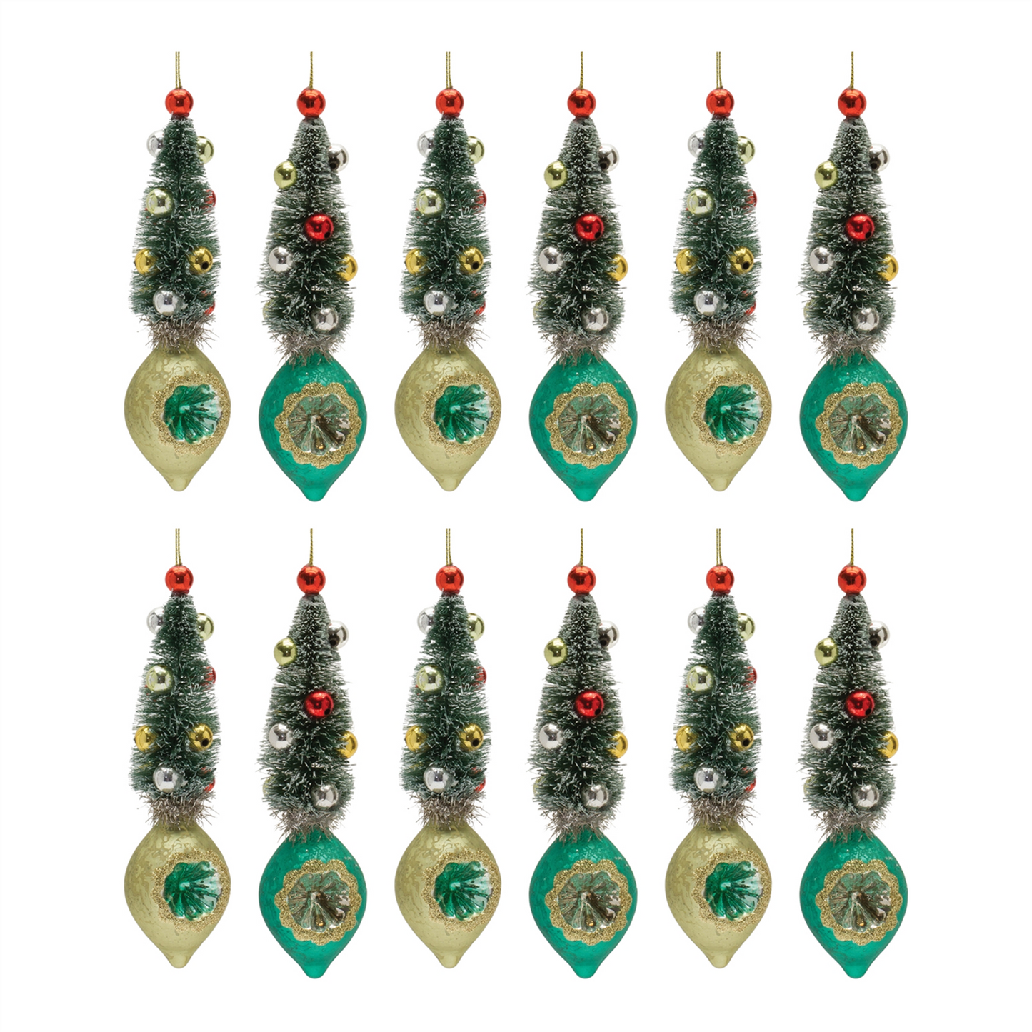 Pine Tree Reflector Drop Ornament (Set of 12) -Ship Only