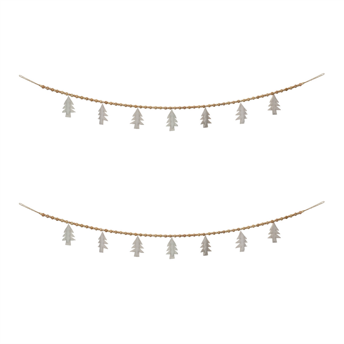 Wood Beaded Wool Tree Garland (Set of 2) -Ship Only