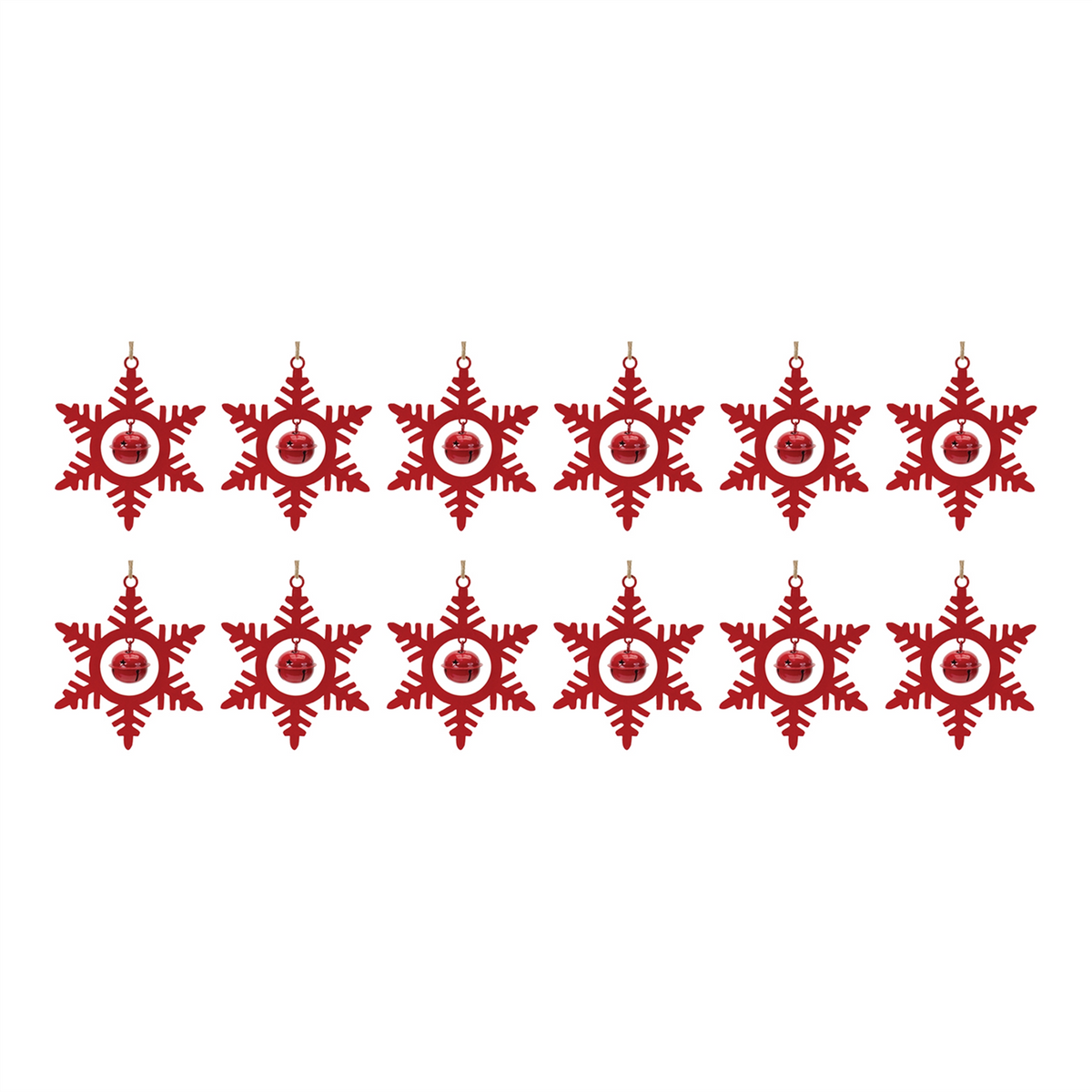Metal Snowflake with Bell Ornament (Set of 12) -Ship Only