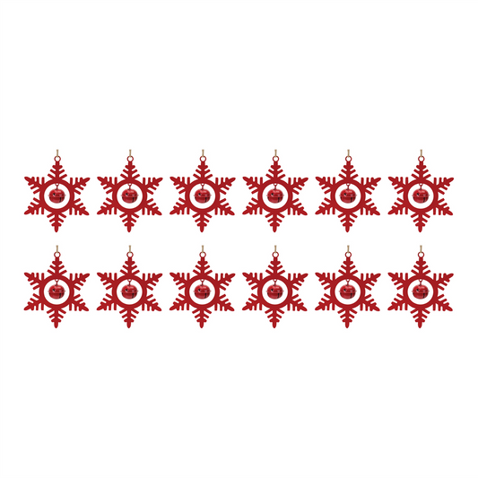 Metal Snowflake with Bell Ornament (Set of 12) -Ship Only
