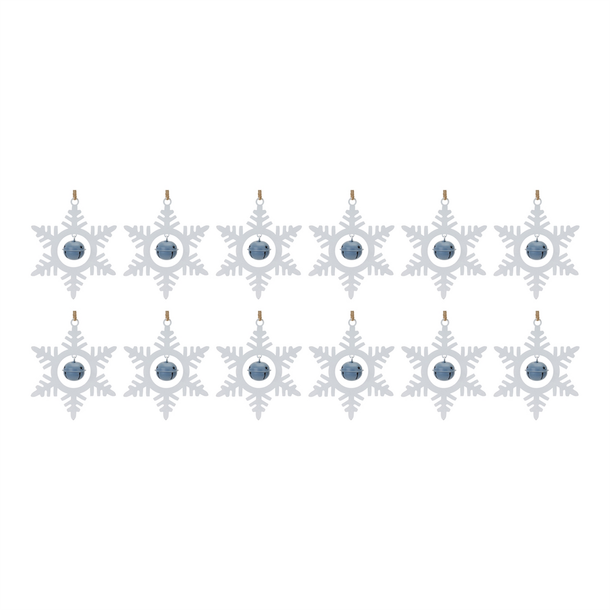 Metal Snowflake with Bell Ornament (Set of 12) -Ship Only